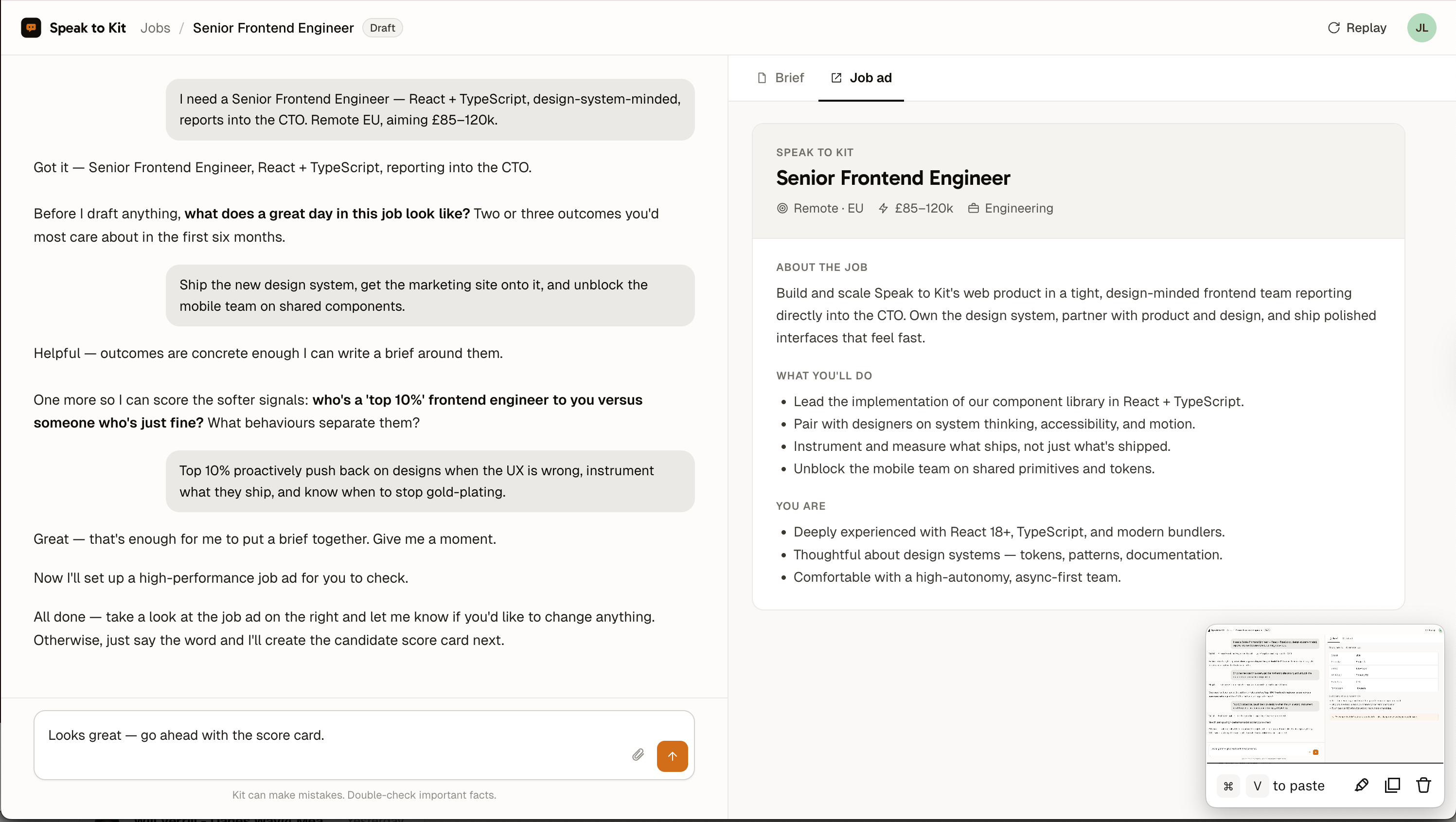 High-performing job ad
