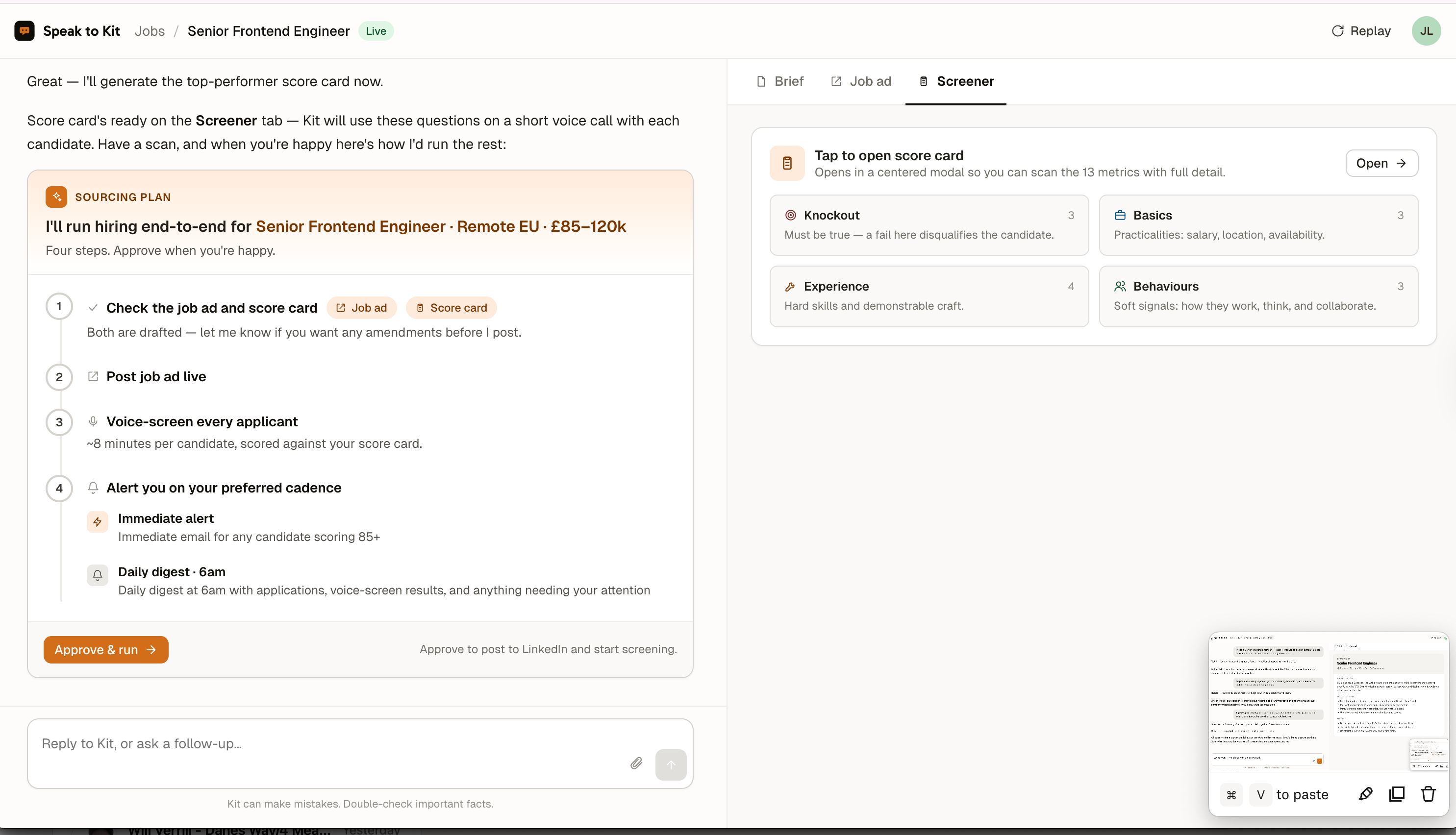 By minute 10, your sourcing plan is ready - score card, plan, ready to run.